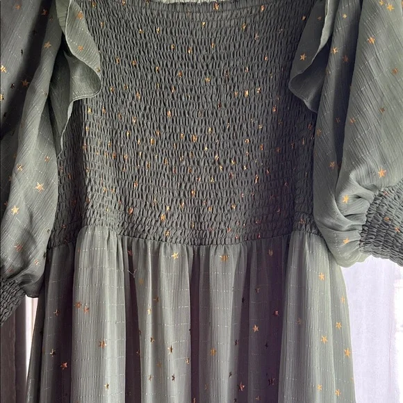 JessaKae Olive Green Maxi Dress with Gold Accents - Picture 2 of 4